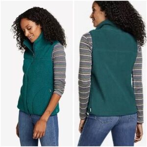 Eddie Bauer Women We Wander Fleece Zip Vest Dark Teal Size XXL Pockets NWT $75